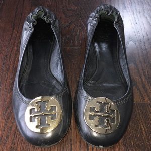 - Tory Burch Black Leather Ballet Flats